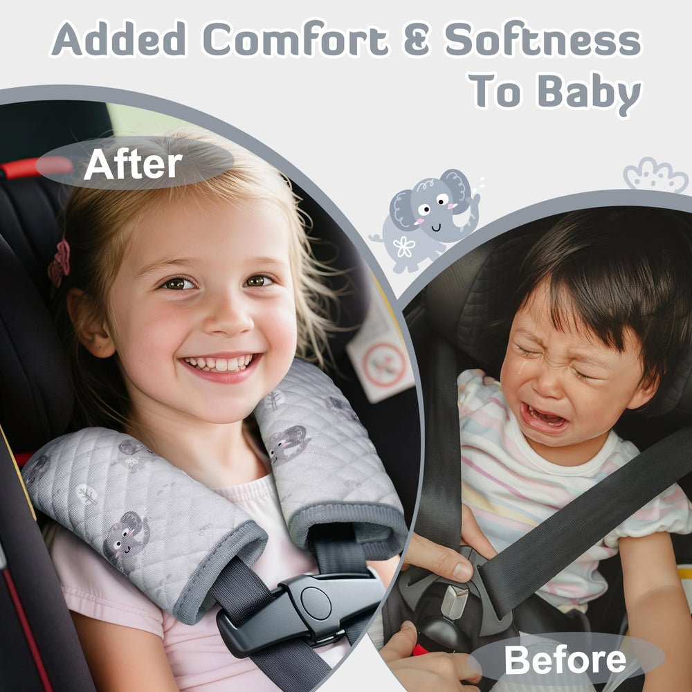 INFANZIA universal-fit strap cover fits car, stroller, or carrier.