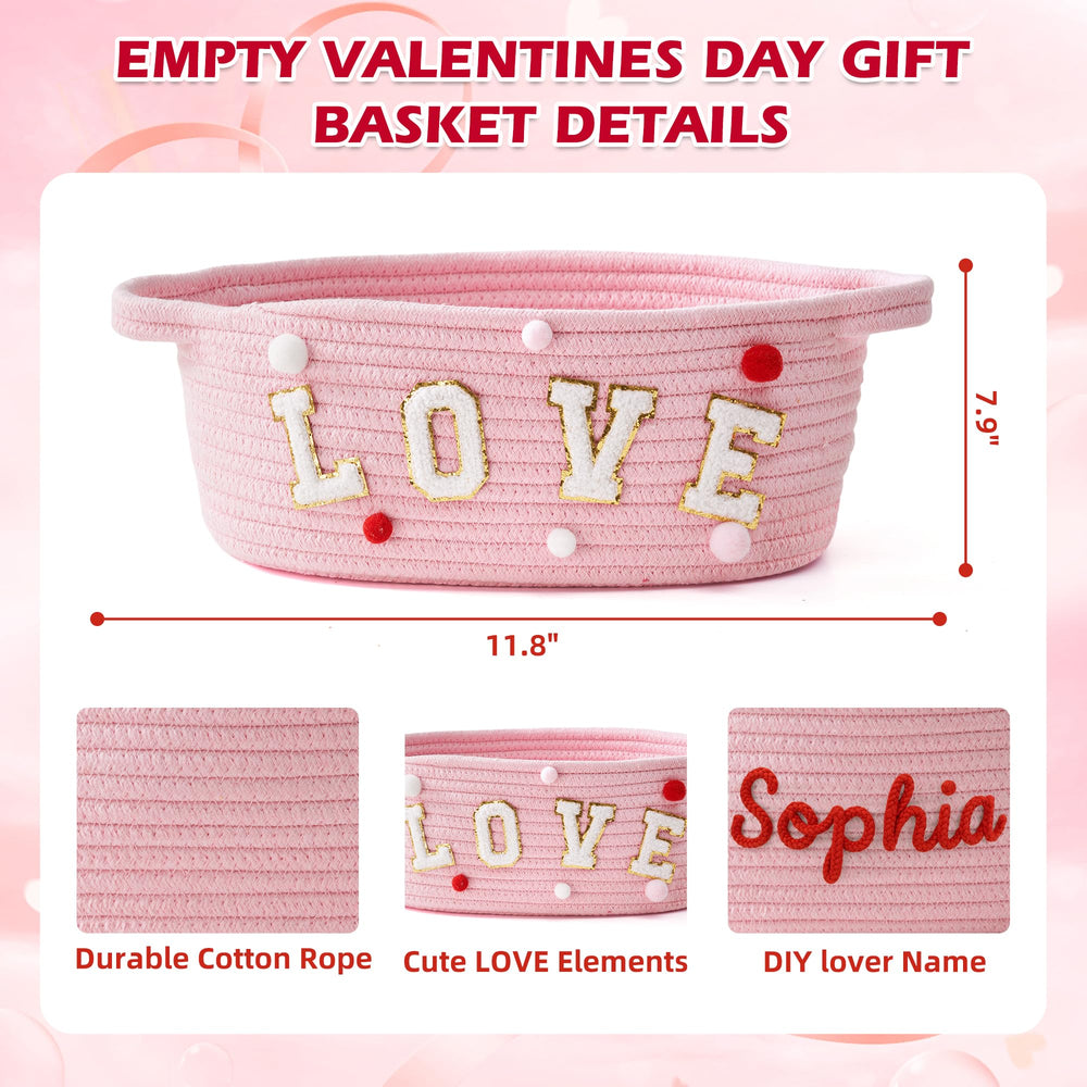 InfiBay Valentines Day Basket cotton rope material for durability and reuse.