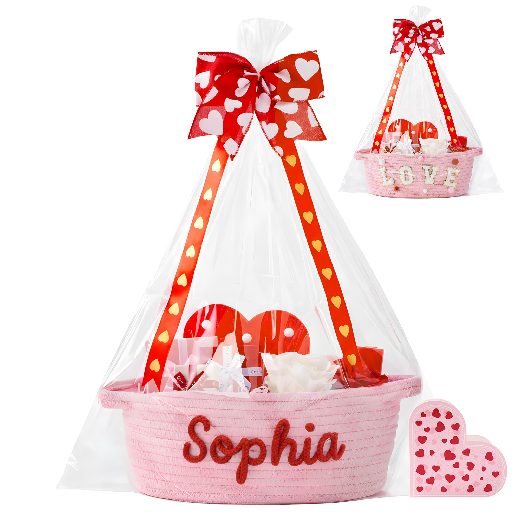 InfiBay Valentines Day Basket decor display as a charming centerpiece.