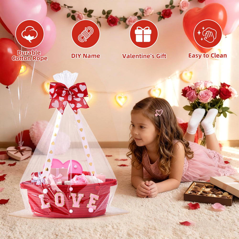 InfiBay Valentines basket display idea for charming home decor and holiday storage.