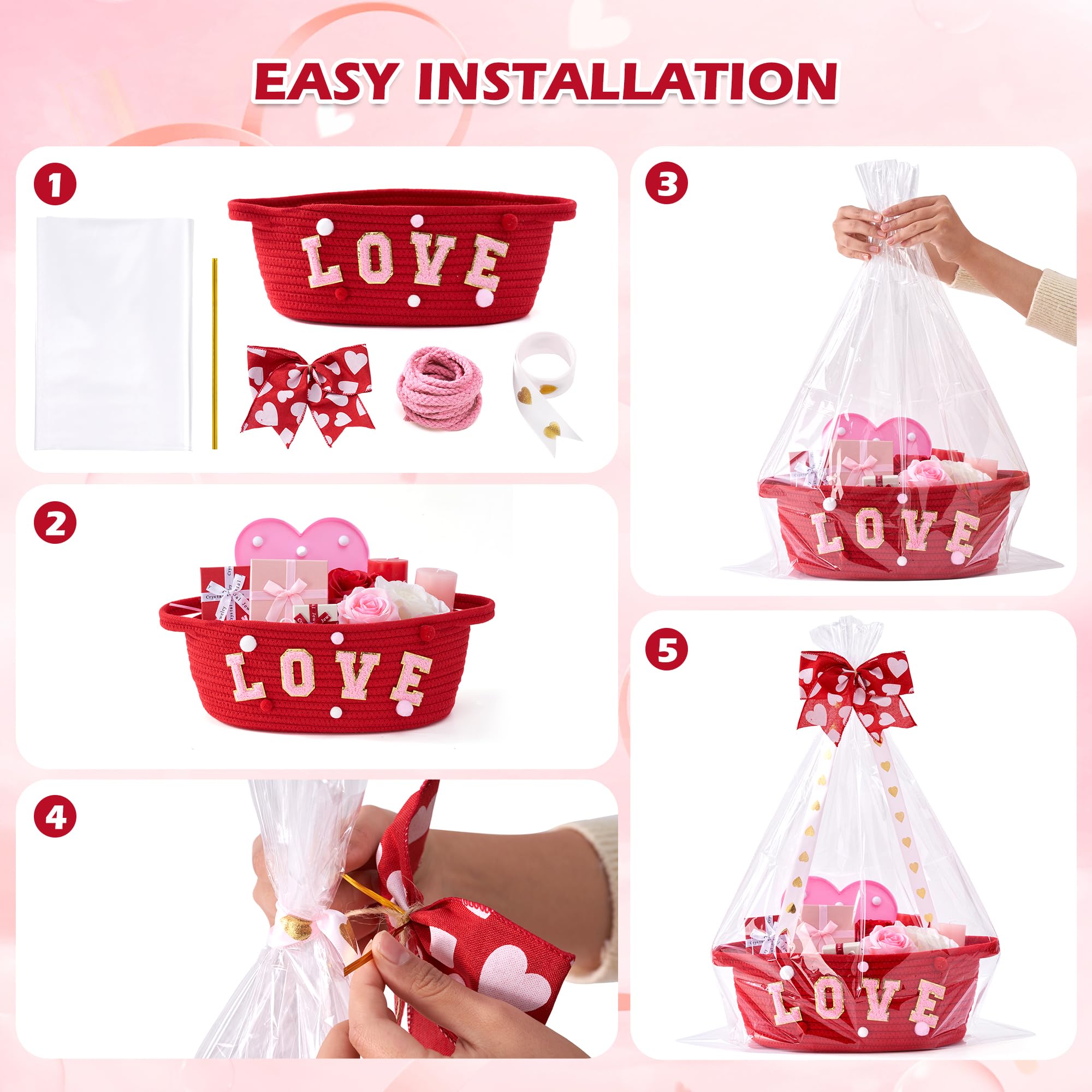InfiBay Valentines basket gold bow adds a festive finishing touch for celebrations.