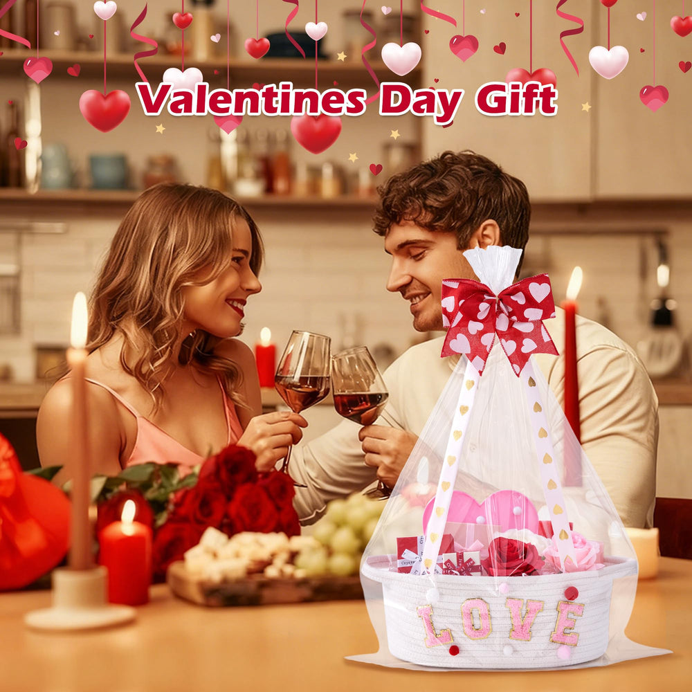 InfiBay Valentines basket with handle offers easy carrying for gifting moments.