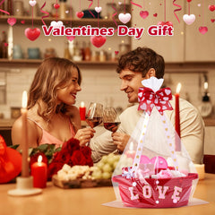InfiBay Valentines basket love ribbon enhances decorative flair for gifting and display.
