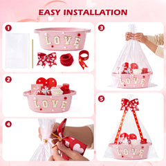 InfiBay Valentines Day Basket love ribbon adds decorative charm.