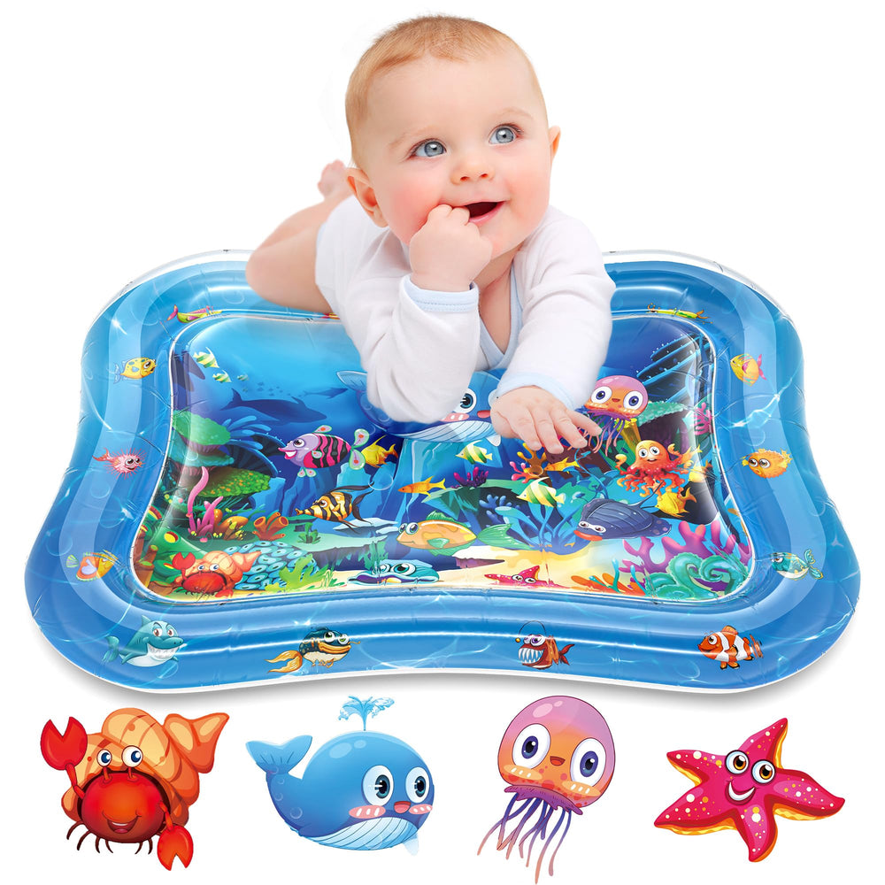 Infinno inflatable tummy time mat with water middle for engaging sensory exploration.