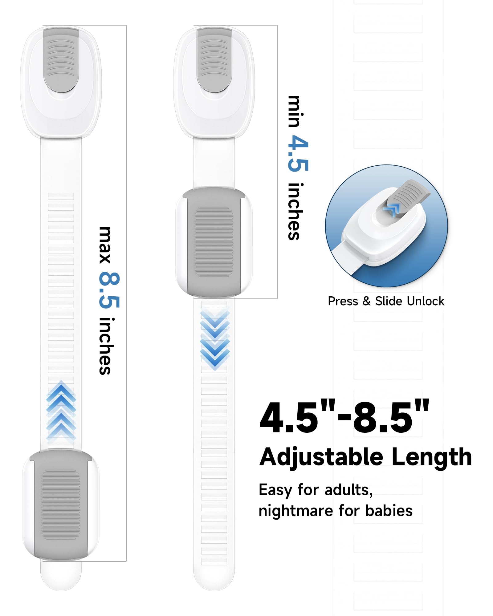 Infinno lock engaged demonstrates adult-friendly access while keeping toddlers secure.