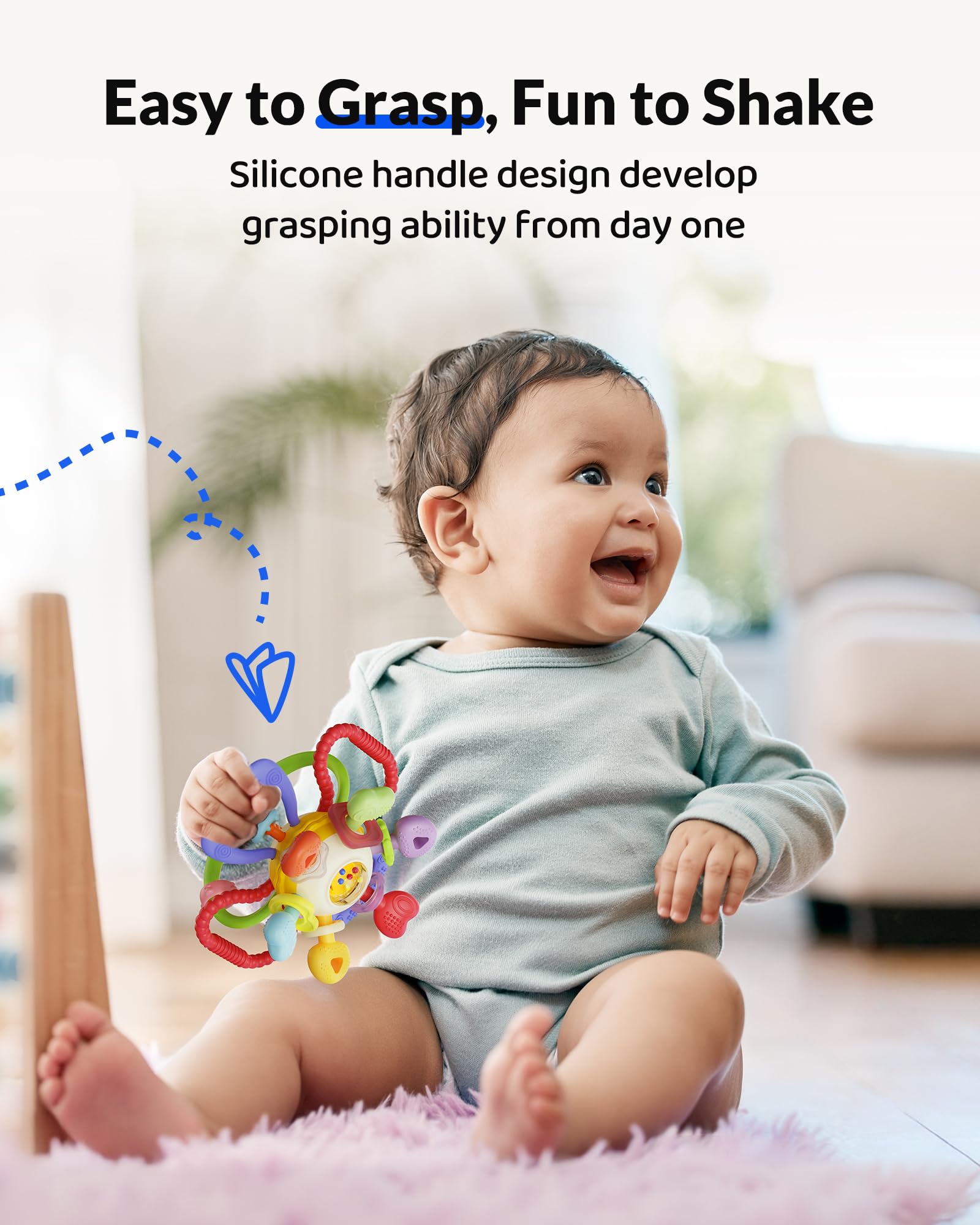 Infinno soft silicone material ensures safe mouthing during teething.