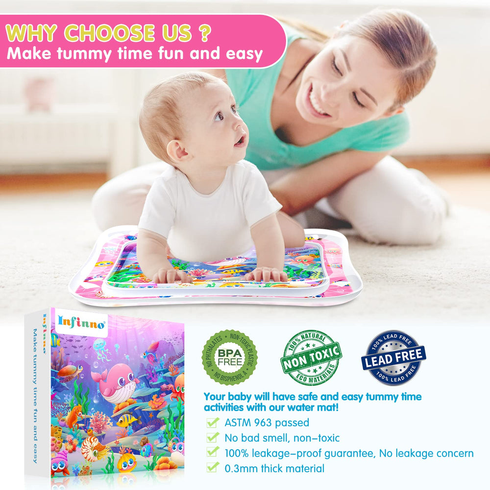 Infinno tummy time pink water mat attractive design makes gift-ready baby toy.