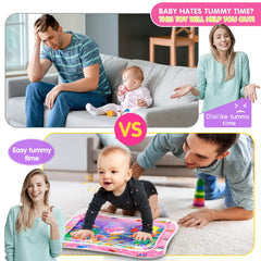 Infinno tummy time pink water mat middle-fill action with water movement boosts engagement.
