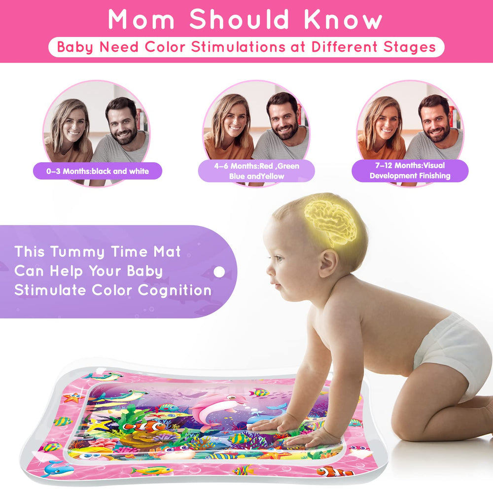 Infinno Tummy Time Water Mat bright graphics invite exploration and tactile play
