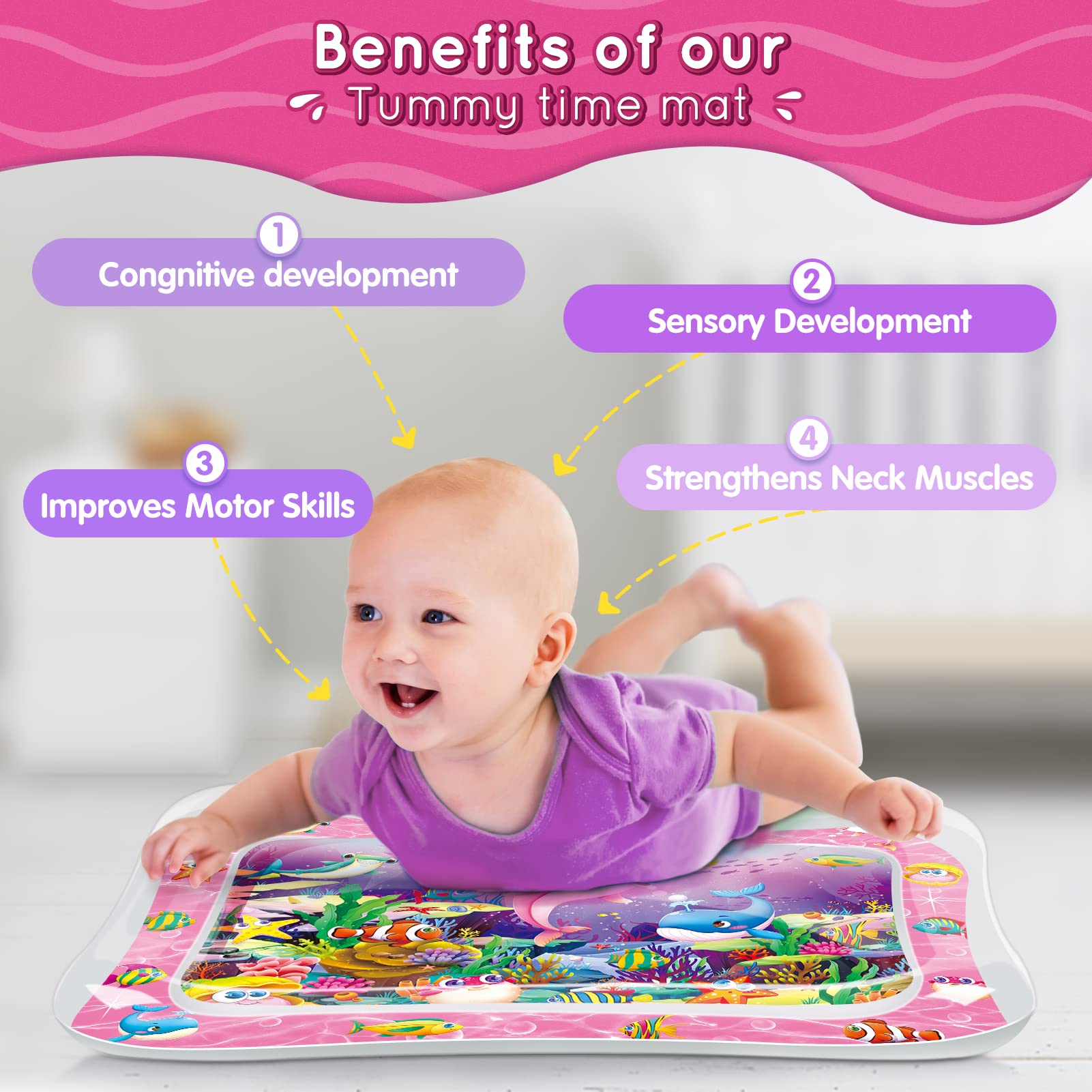 Infinno Tummy Time Water Mat underwater scene supports visual tracking and engagement