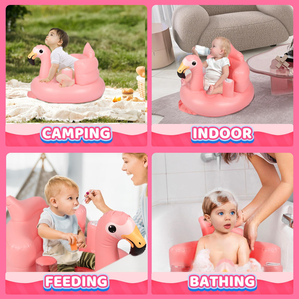 InflateFly baby seat built-in pump for quick, easy inflation.