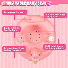 InflateFly baby seat bells close-up showing tinkling sounds for sensory play.