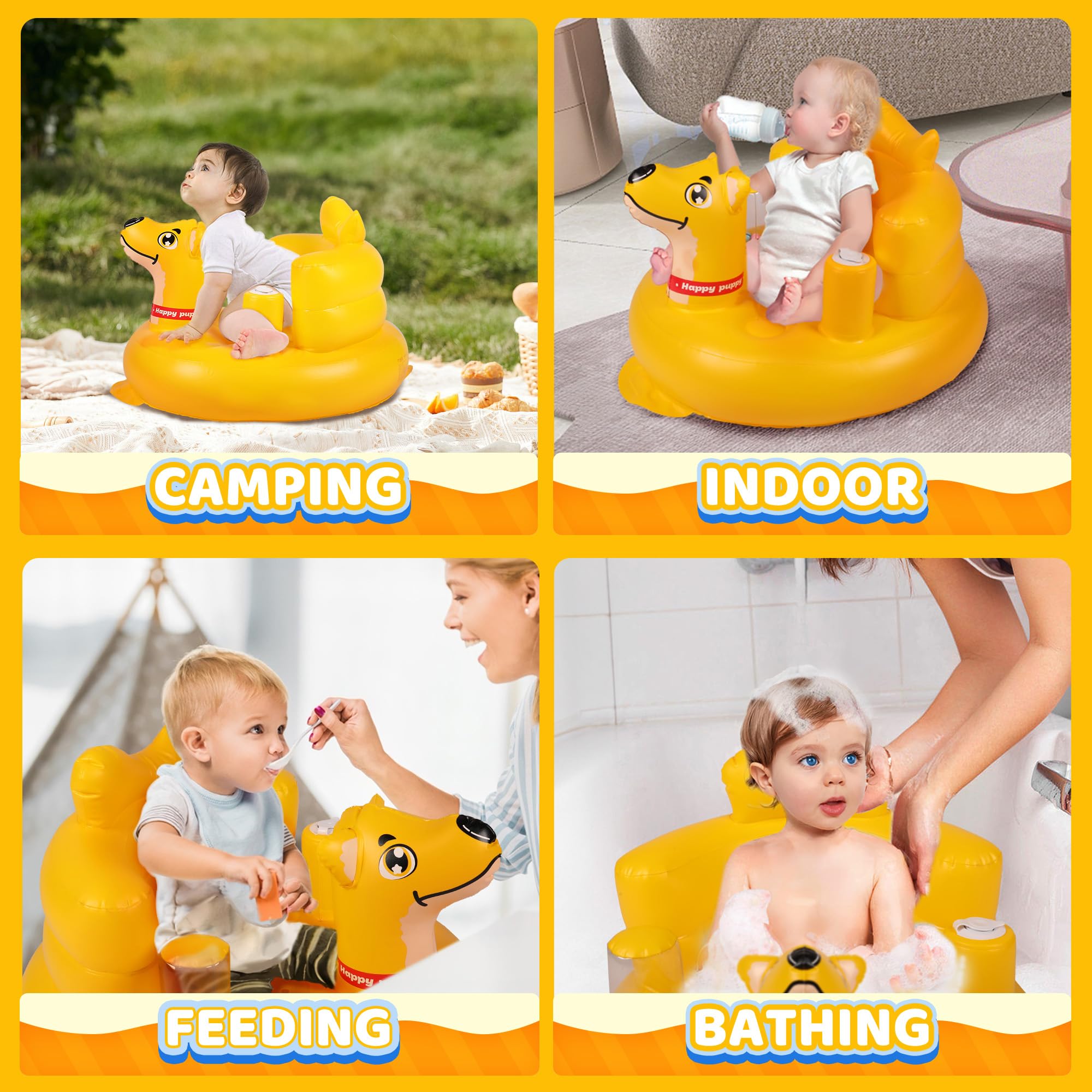 INFLATEFLY ergonomic back support helps keep little sitters comfortable during use.