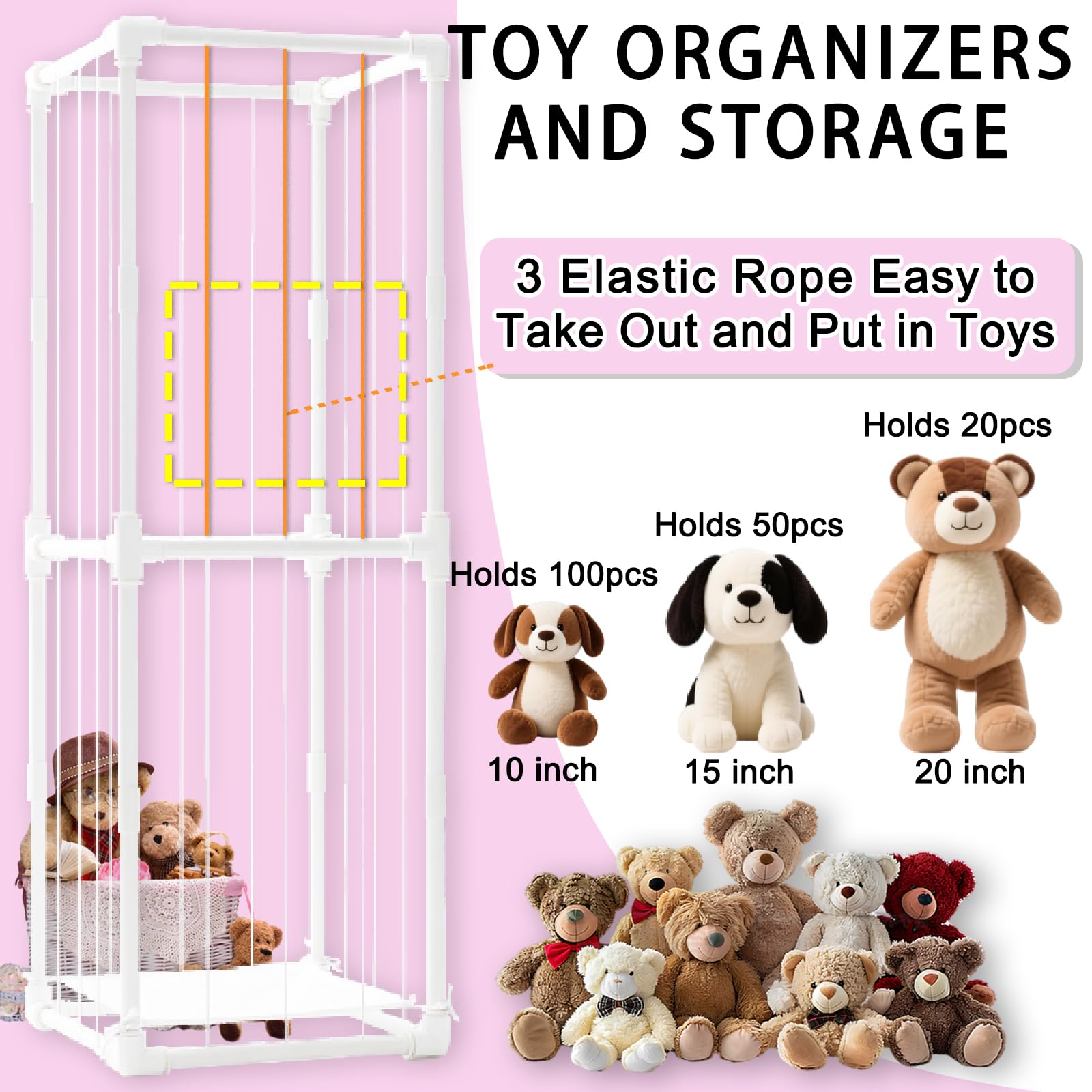 INFTOYCO teddy bear storage keeps plushies accessible and neat.