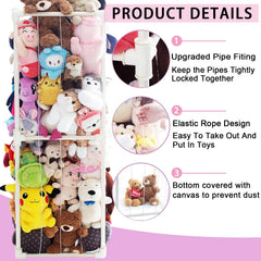 INFTOYCO upgraded PVC pipes reinforce durability for sturdy plush storage.