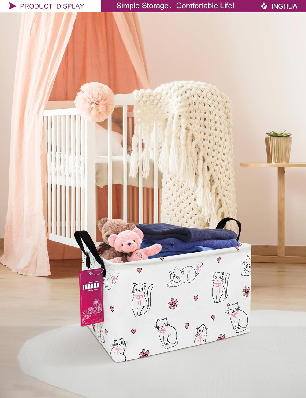 INGHUA rectangular storage basket nursery use stores toys and books neatly