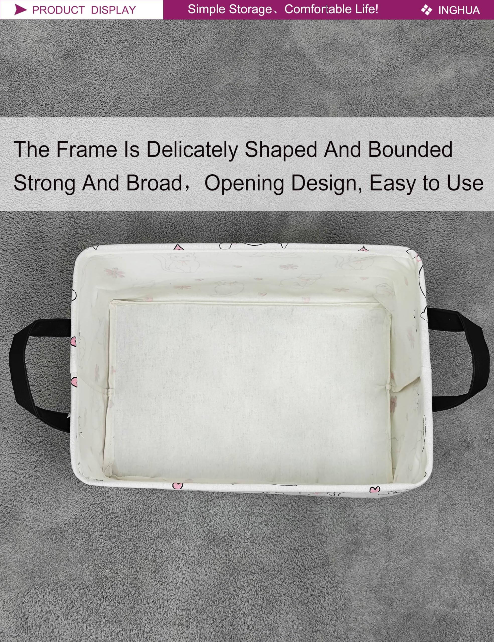 INGHUA rectangular storage basket wipe-clean design simplifies maintenance