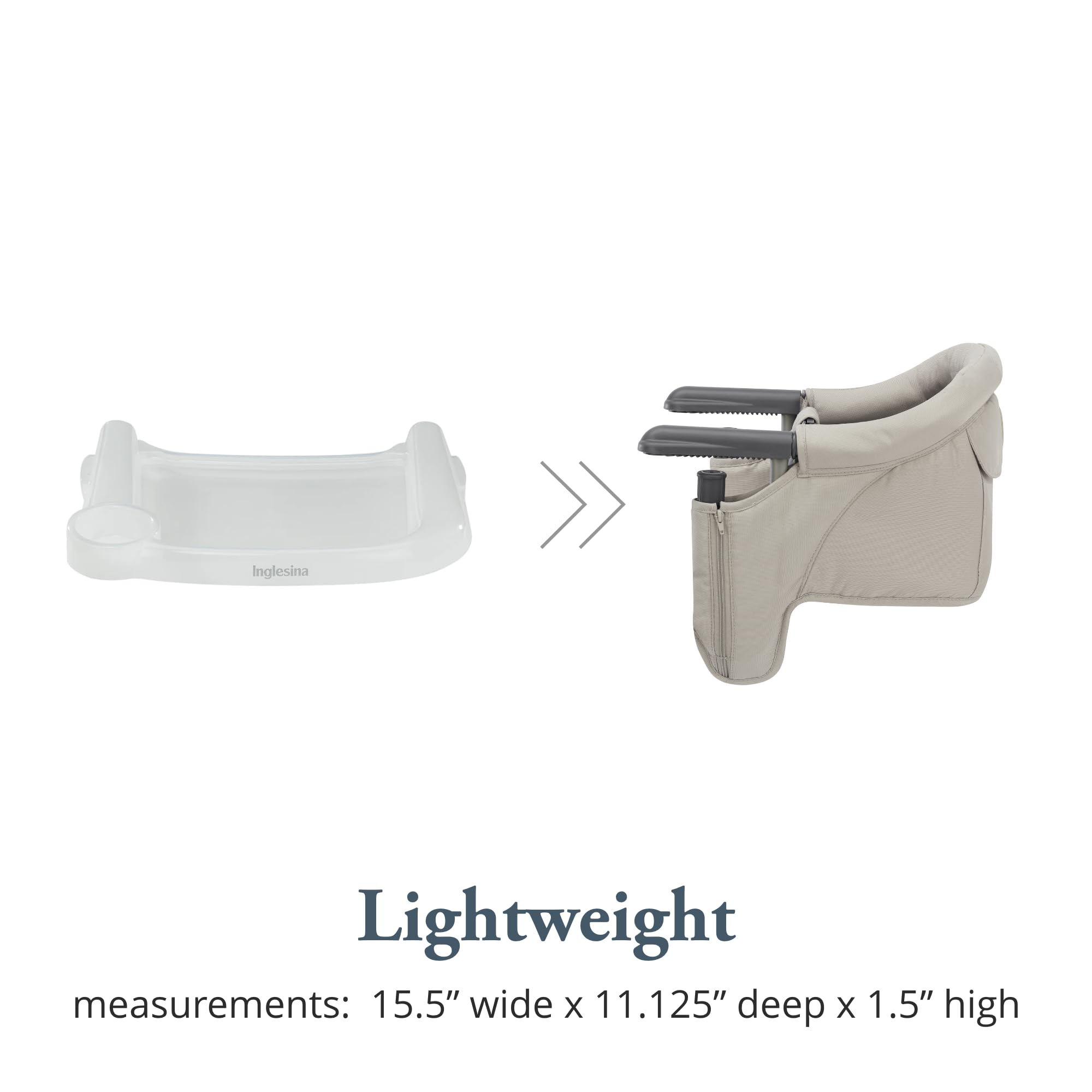 Inglesina Fast Dining Tray Plus deep border keeps messes contained during meals