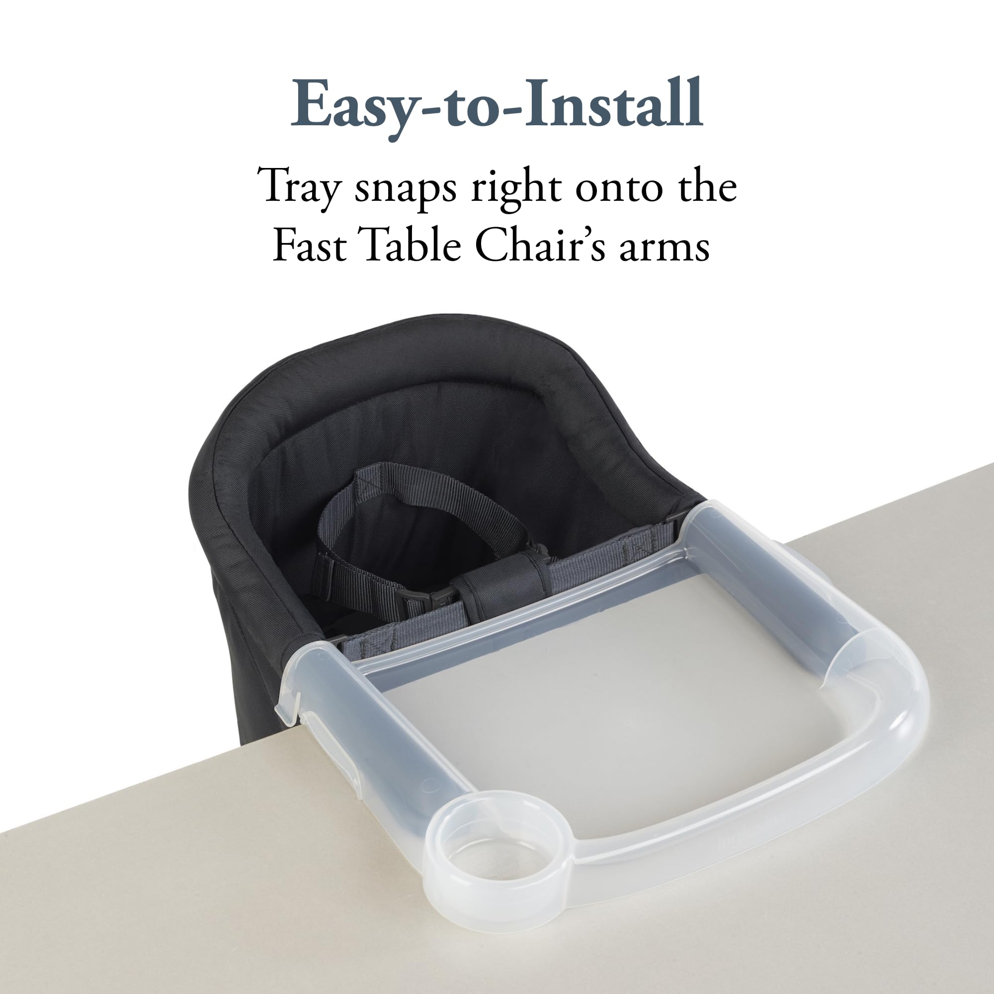 Inglesina Fast Dining Tray Plus snap-on attachment enables quick setup