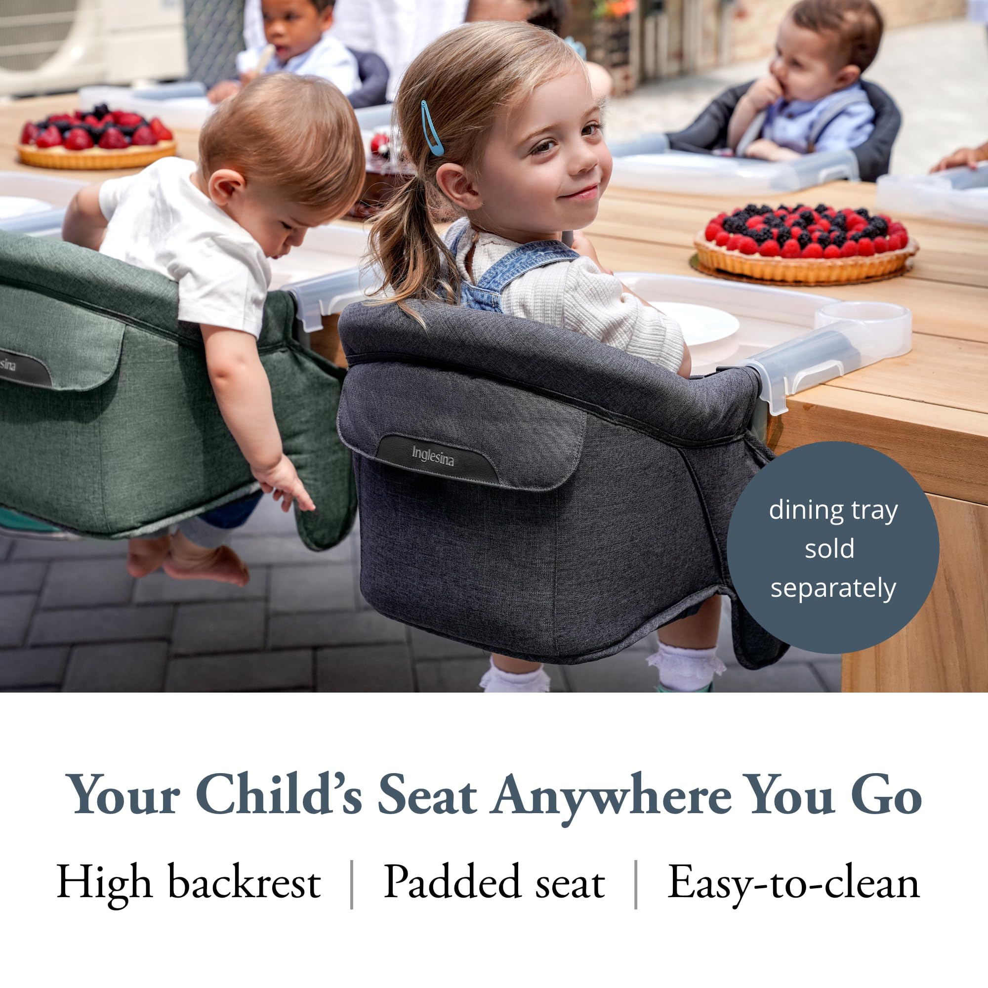 Inglesina Fast Table Chair attached to a table for stable dining.