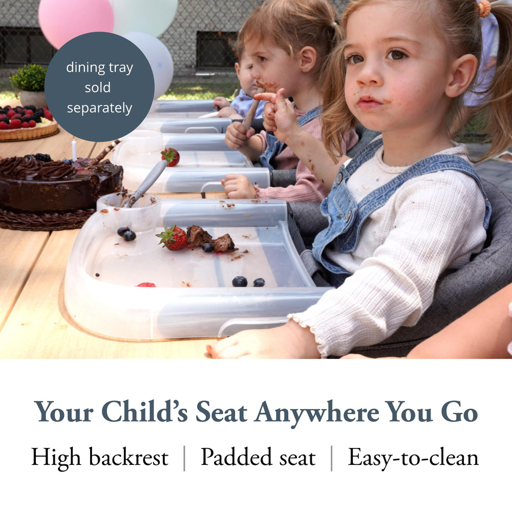 Inglesina Fast Table Chair attached to a table for stable dining anywhere.