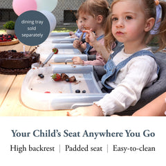Inglesina Fast Table Chair attached to a table for stable dining anywhere.