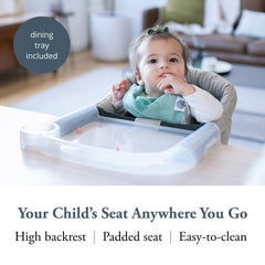 Inglesina Fast Table Chair cream with dining tray attached for mess-free family meals