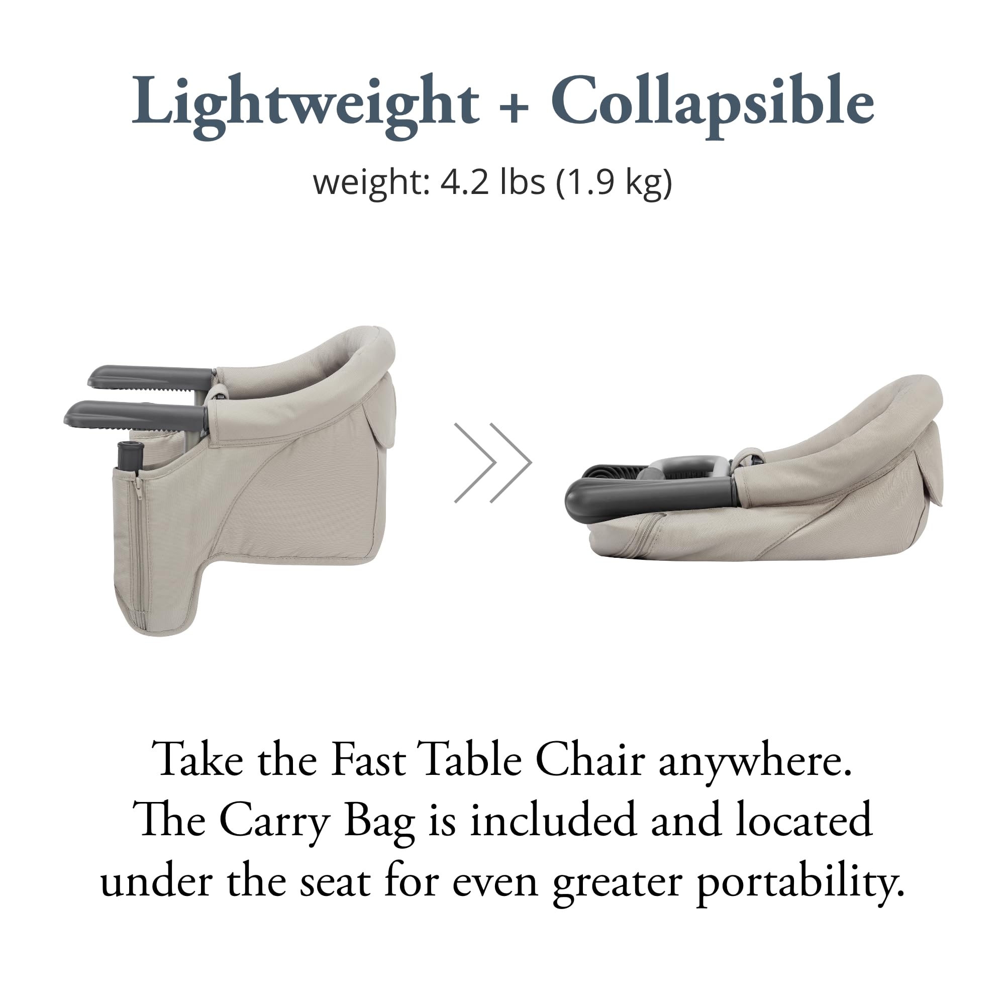 Inglesina Fast Table Chair Cream rear storage pocket for small essentials.