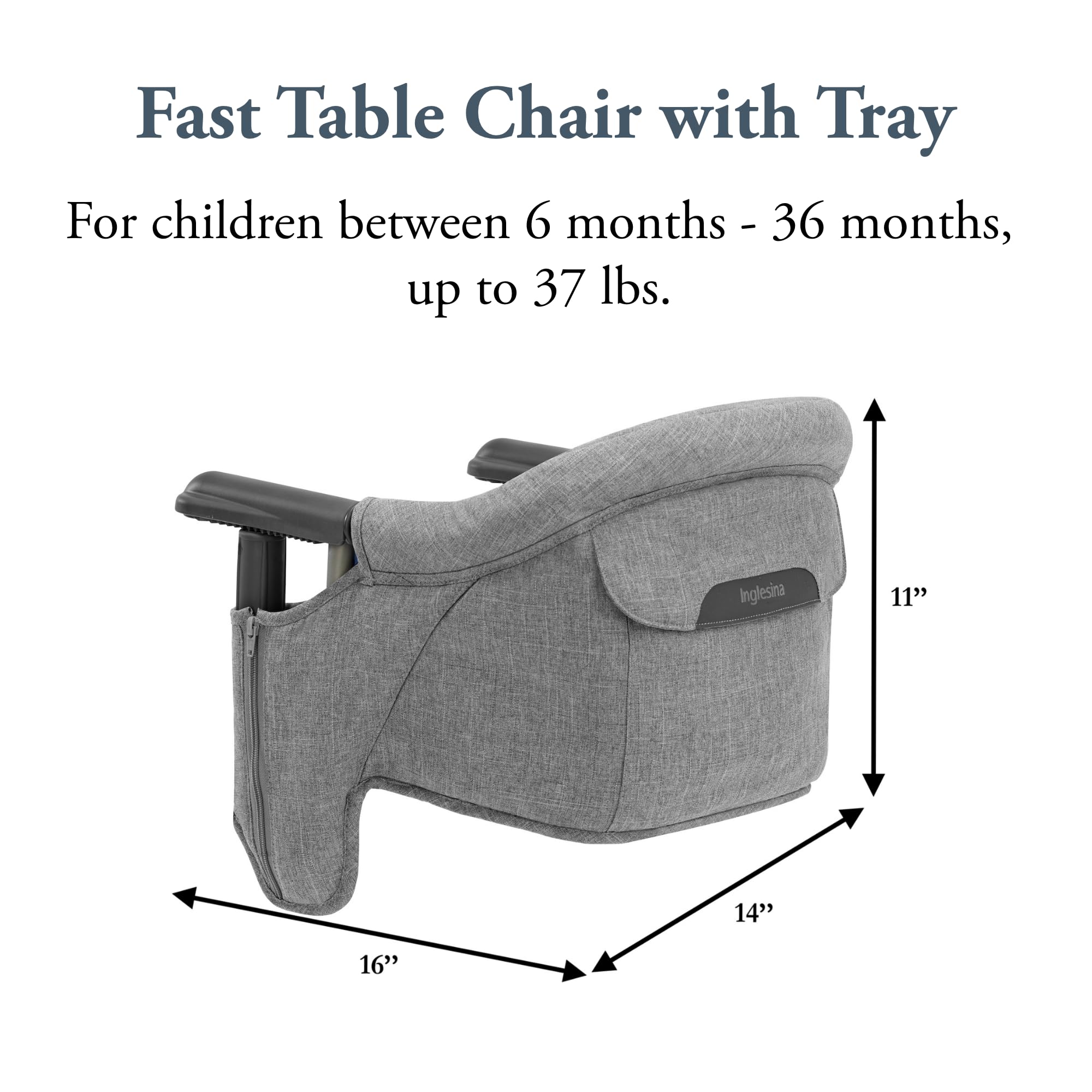 Inglesina Fast Table Chair folds compactly for travel and storage.