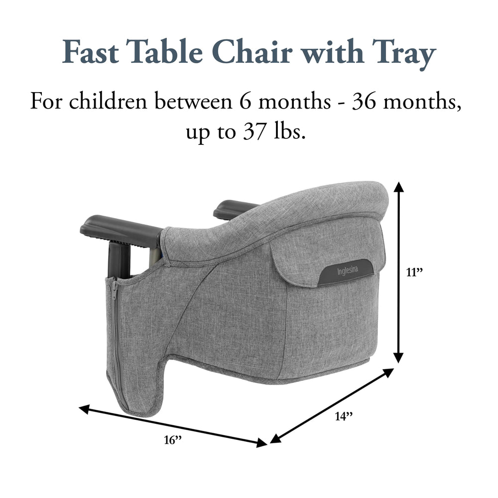 Inglesina Fast Table Chair folds compactly for travel and storage.