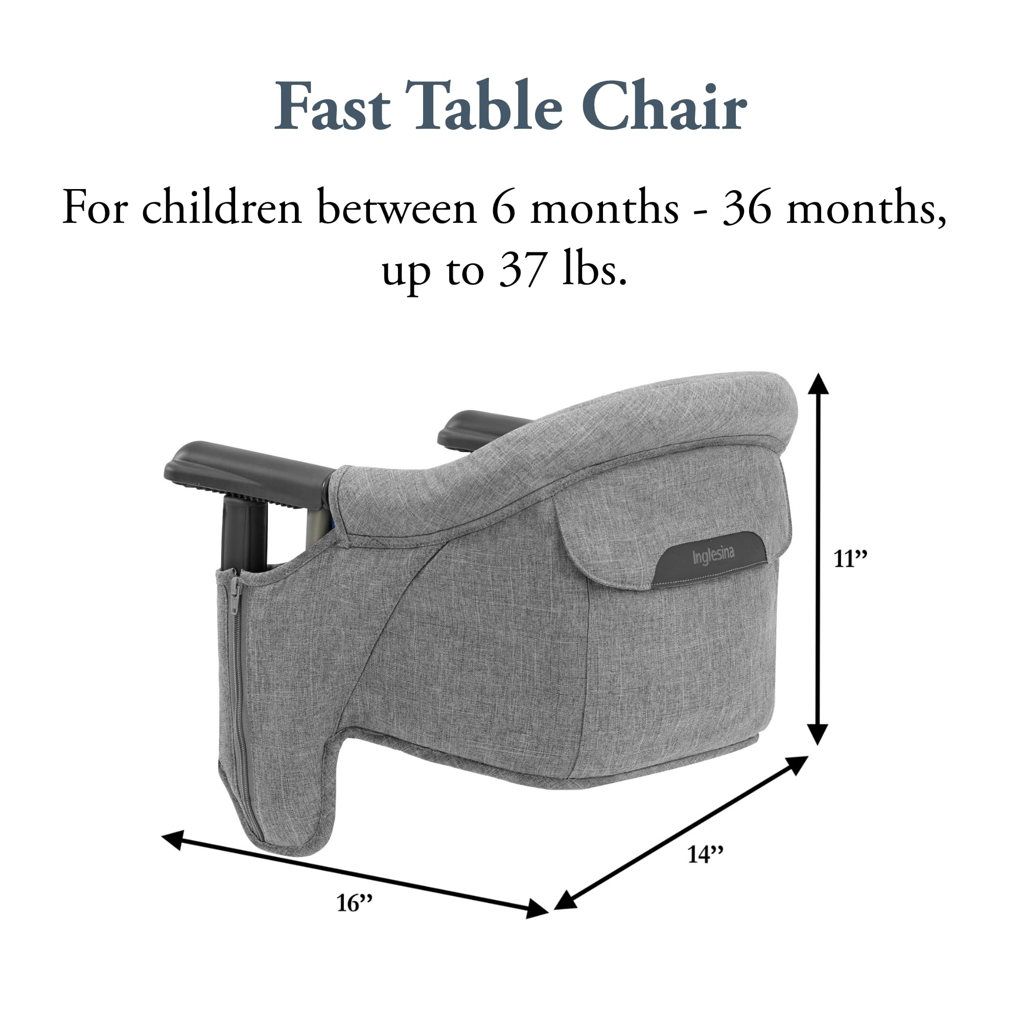 Inglesina Fast Table Chair high backrest supports comfortable seating for toddlers.