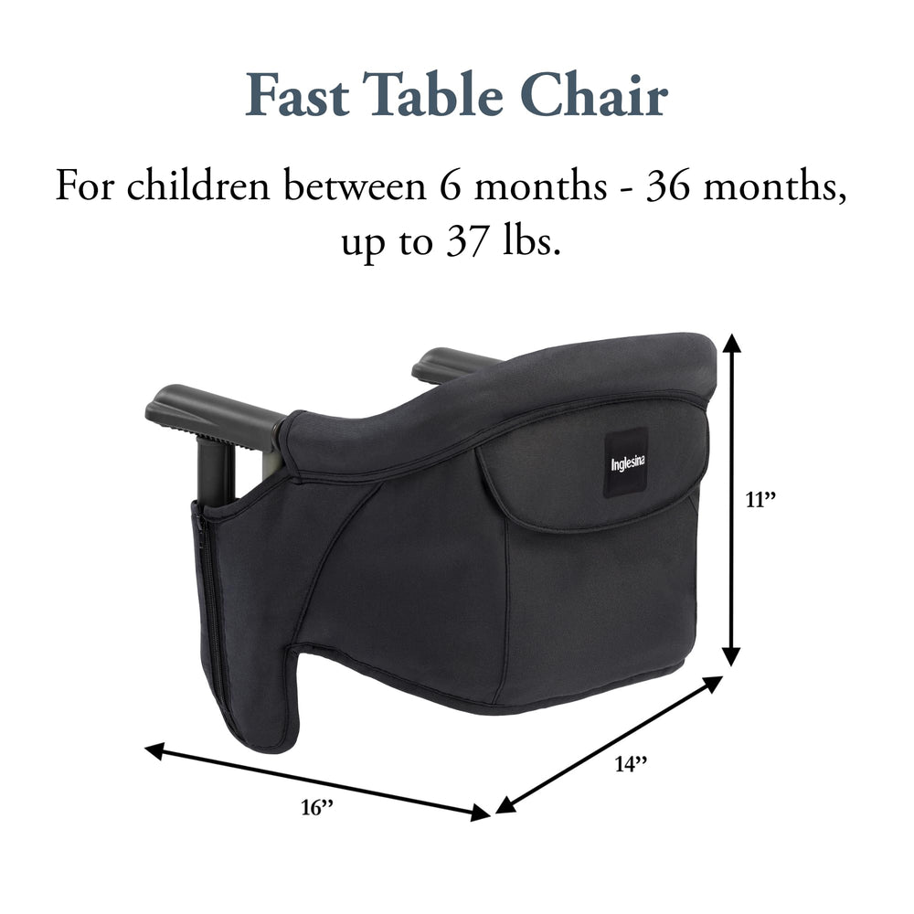 Inglesina Fast Table Chair high backrest with cushioned seat for comfortable meals.