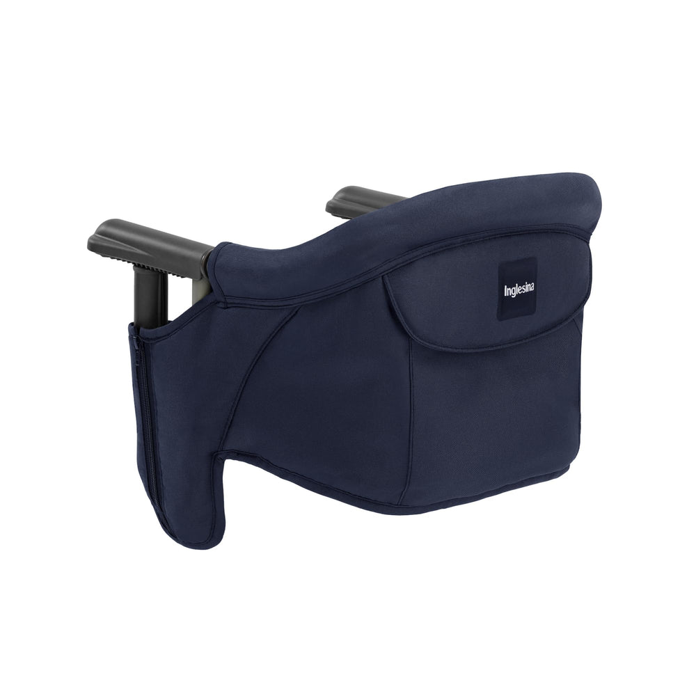 Inglesina Fast Table Chair Navy with collapsible fold for travel and storage.
