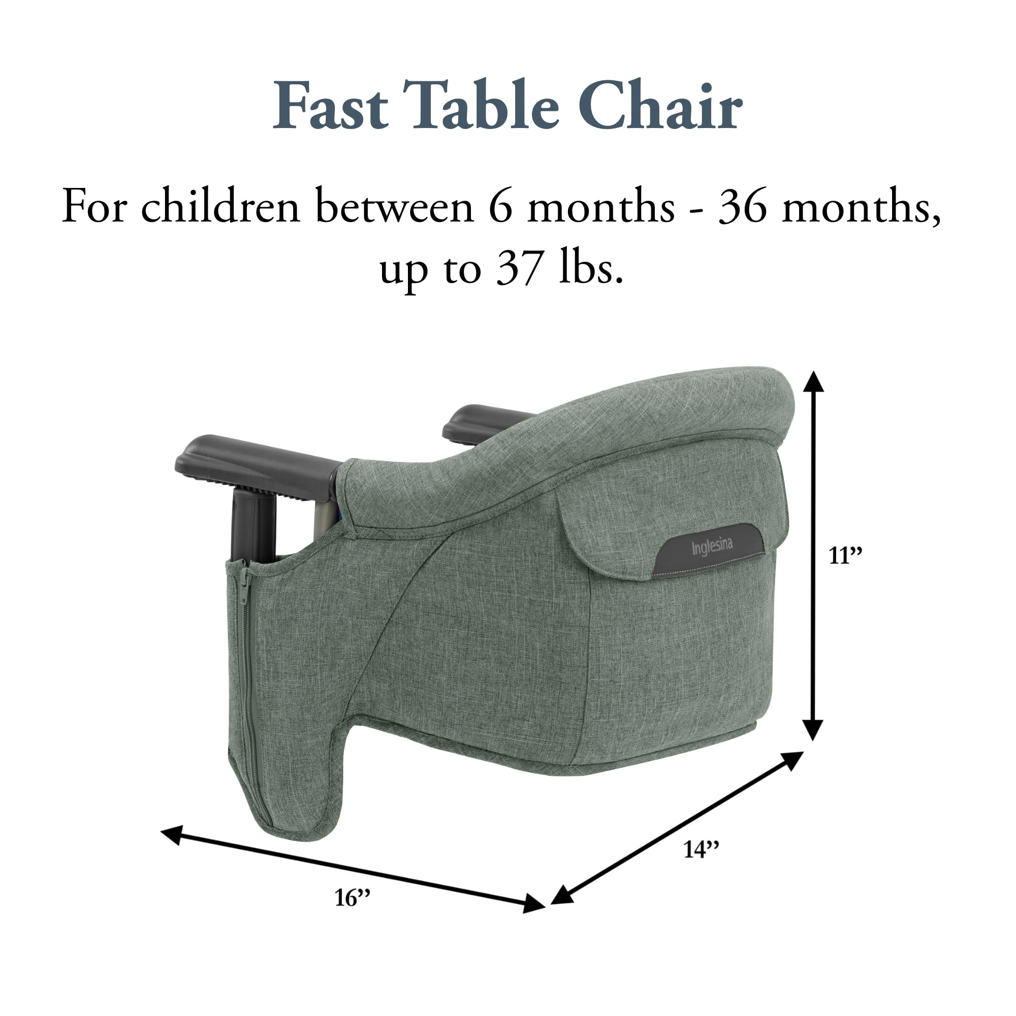 Folded Inglesina chair with built-in carry bag for travel