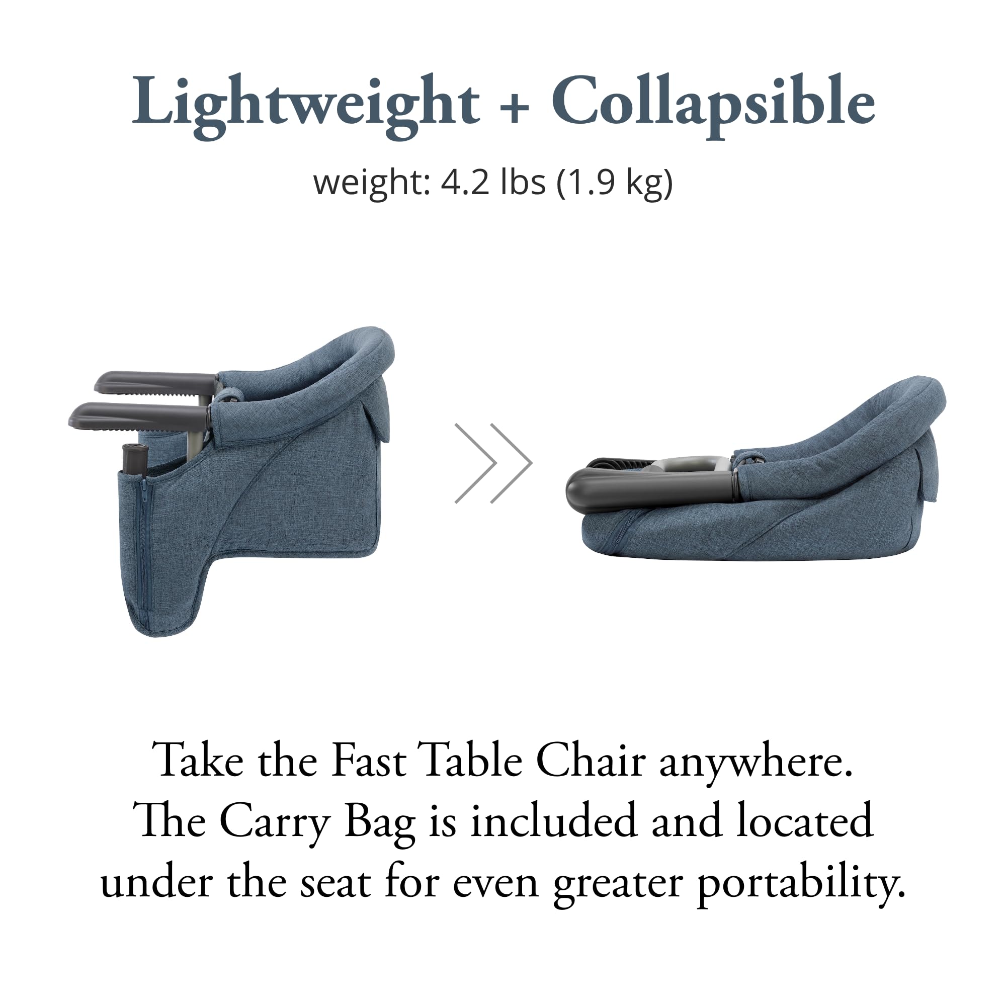 Inglesina Fast Table Chair with three-point harness for secure seating.