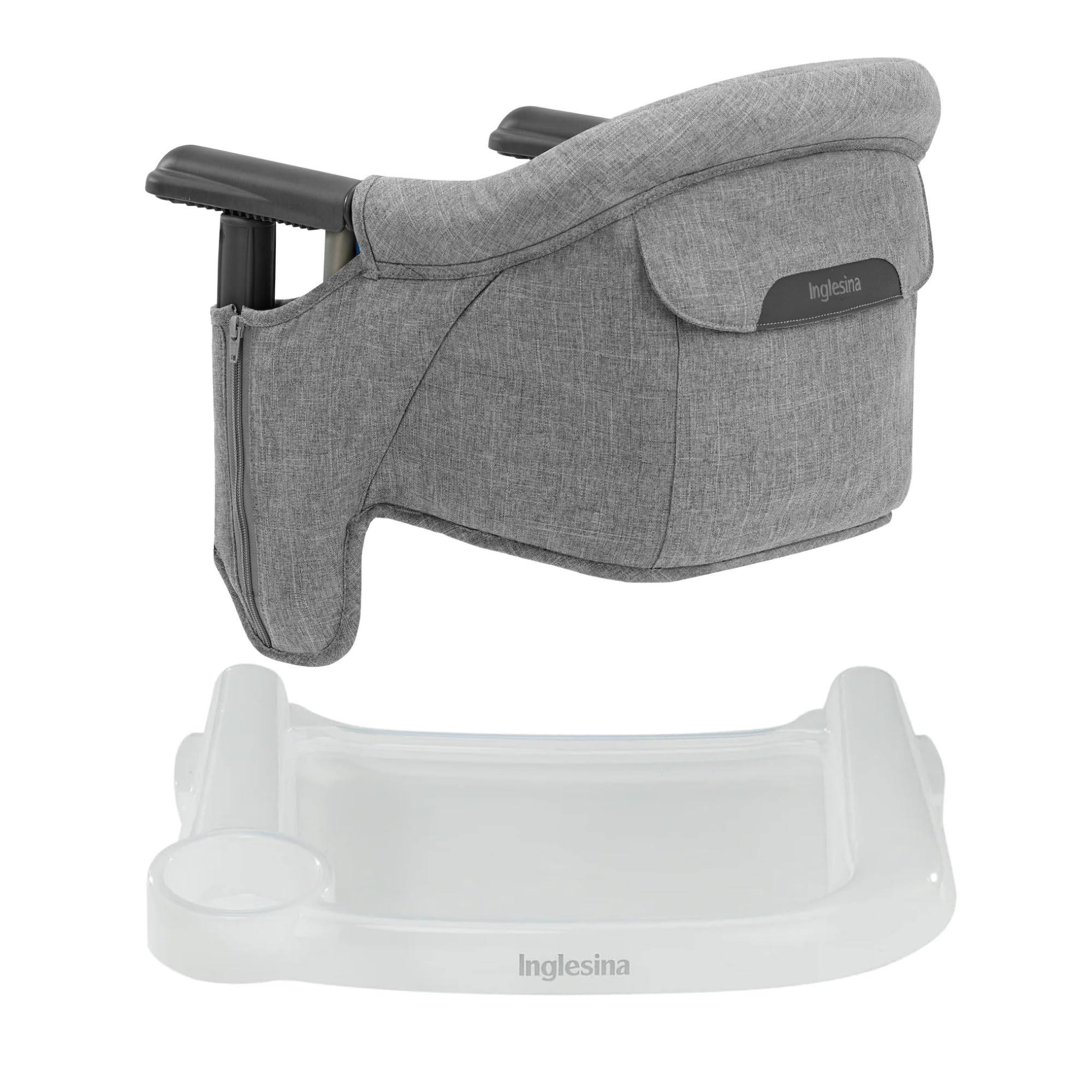 Inglesina Fast Table Chair in stone gray melange ready for family meals anywhere.