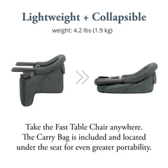 Chair fits tables up to 3.5 inches thick for versatile use