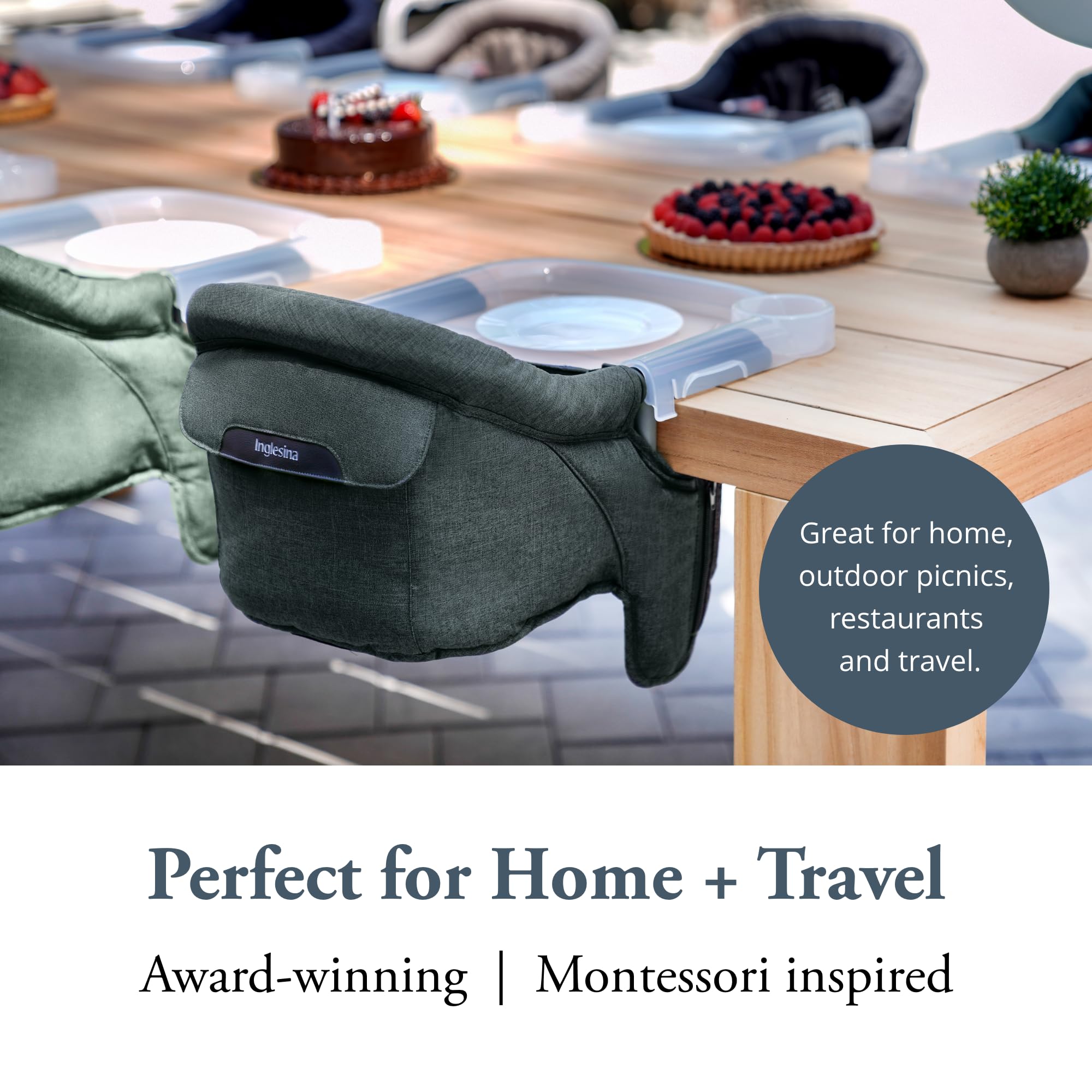 Inglesina Fast Table Chair travel bag included for effortless transport.