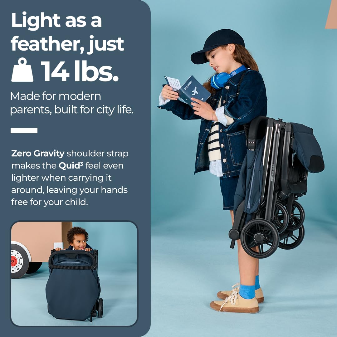 Inglesina Quid³ airplane overhead-bin fit for hassle-free travel.