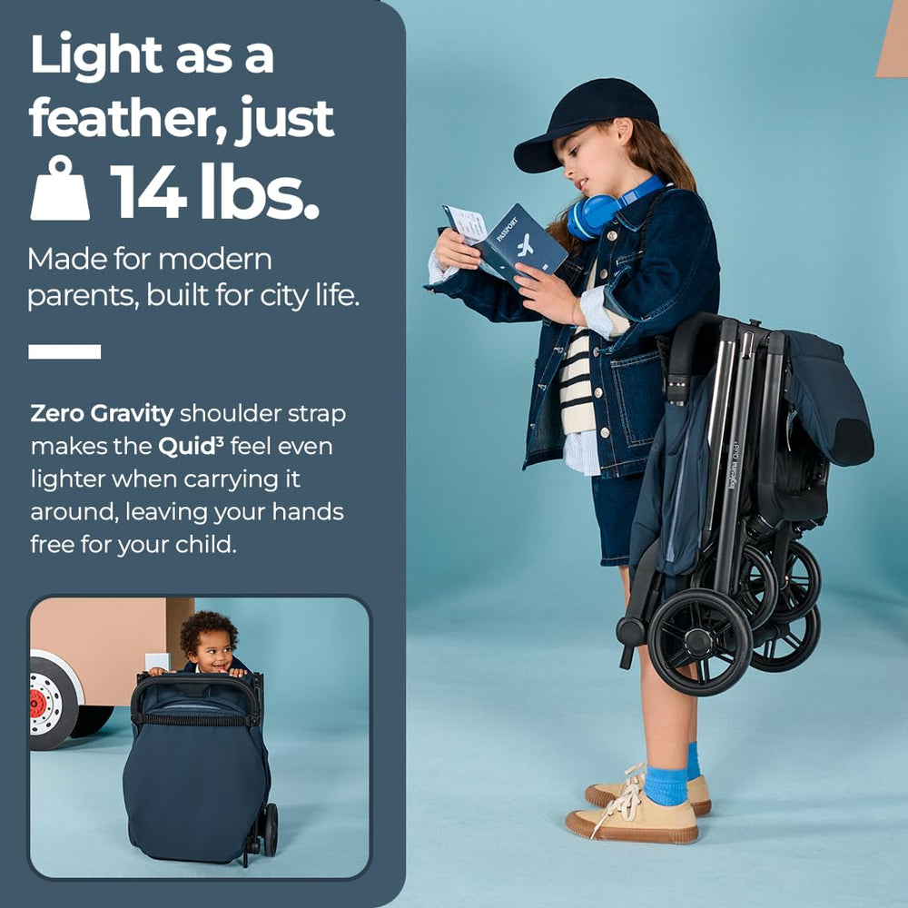 Inglesina Quid³ airplane overhead-bin fit for hassle-free travel.