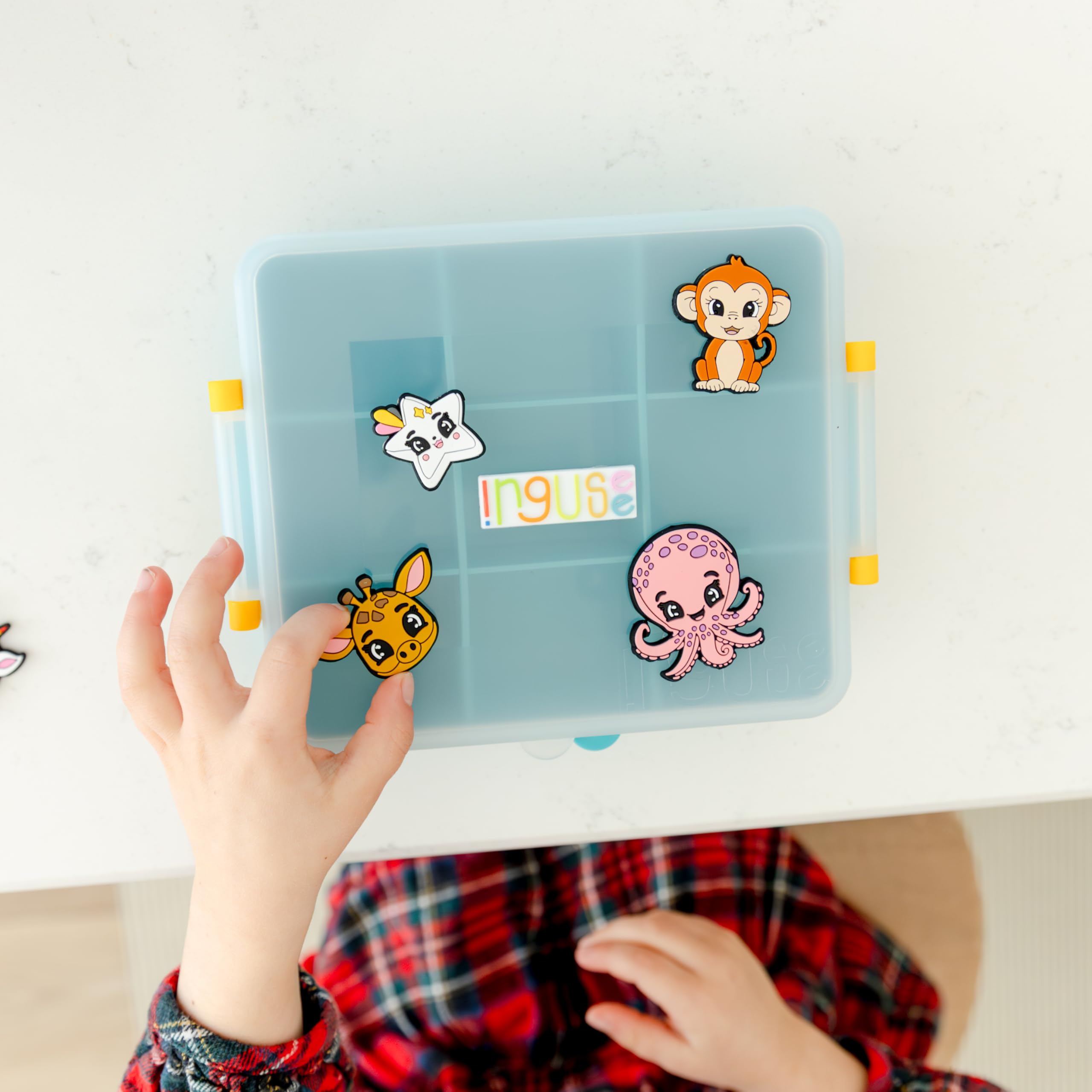 INGUSEE travel snack box silicone decorations add color and personalization.