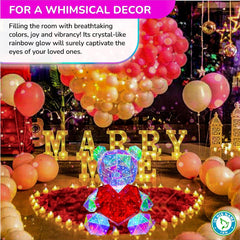 In His Name 3D holographic teddy bear design creates a crystal rainbow glow
