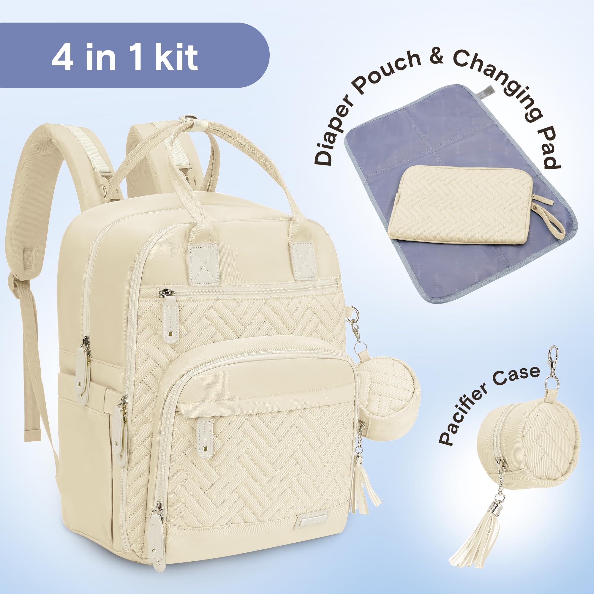 iniuniu diaper bag backpack four-in-one pouch close-up for organized storage