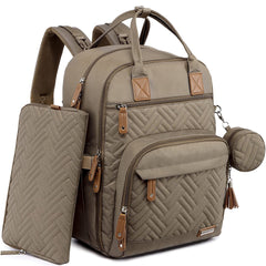 iniuniu diaper bag backpack front view with organized pockets for easy packing on outings