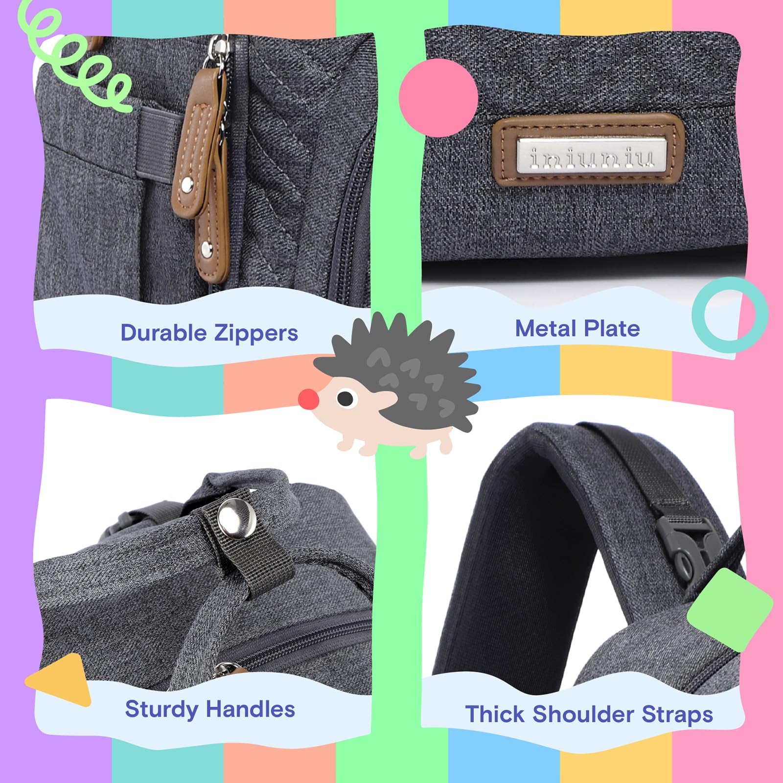 iniuniu diaper bag interior pockets help organize essentials during outings