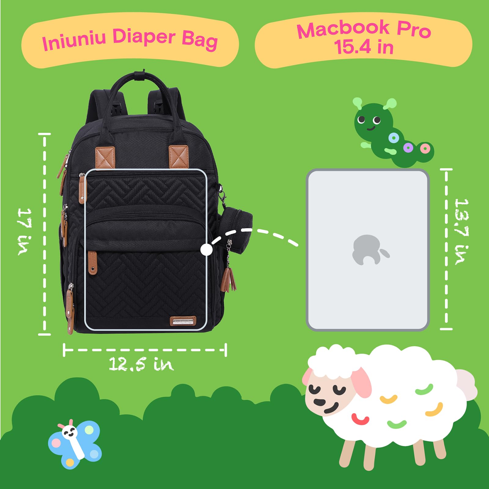 iniuniu Diaper Bag Backpack luggage strap making airport travel easier.