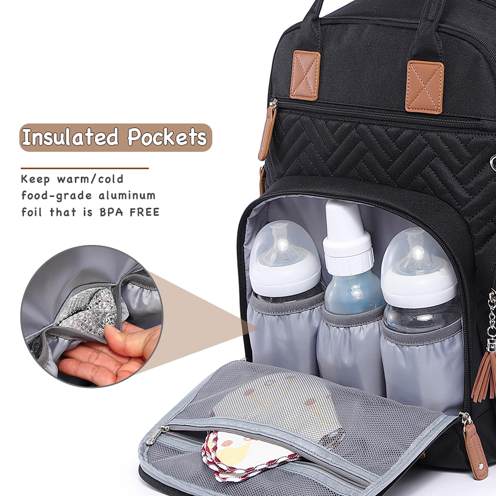 iniuniu Diaper Bag Backpack main compartment open for easy packing access.