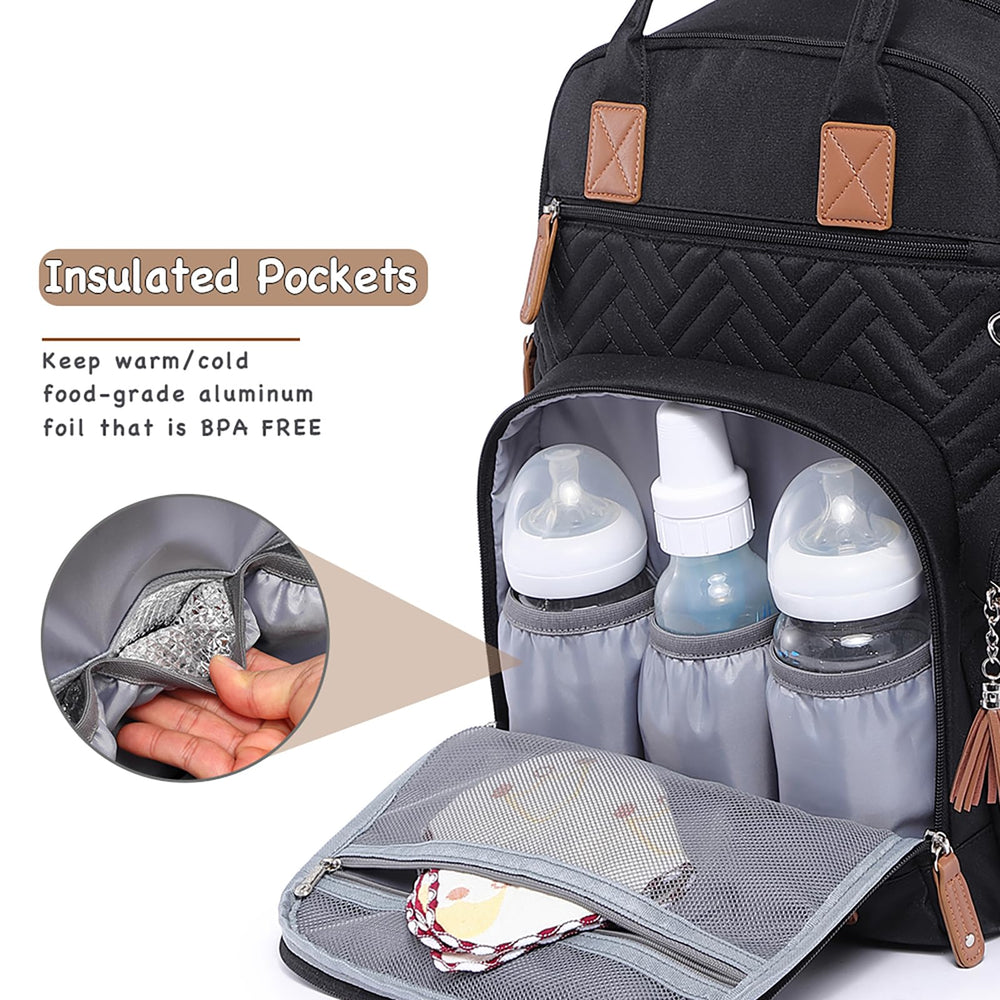 iniuniu Diaper Bag Backpack main compartment open for easy packing access.