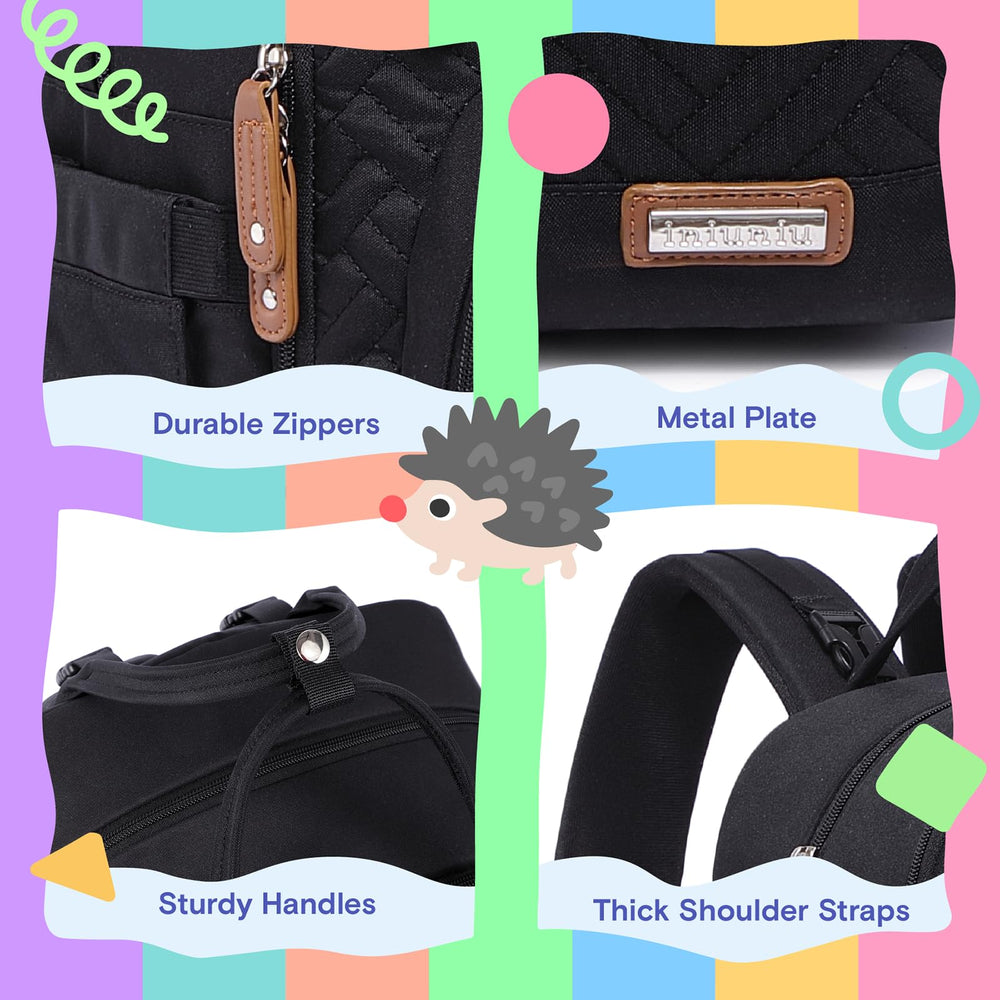 iniuniu Diaper Bag Backpack pacifier case stores small items securely.